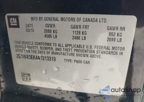 2010 Chevrolet Impala Ls from USA, damaged, VIN 2G1WA5EK4A1213319